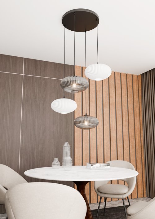 Lampa wisząca COCO 4 BL PREM MIX, duży klosz, biały, grafit