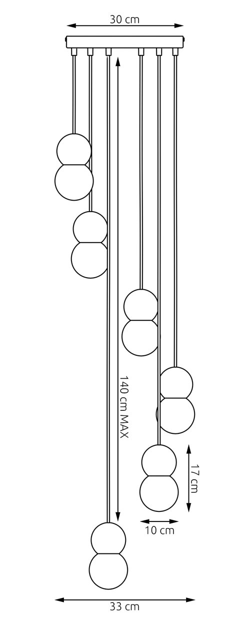 Lampa wisząca LOOP 6 BLACK nowoczesna, czarna, drewno, klosz