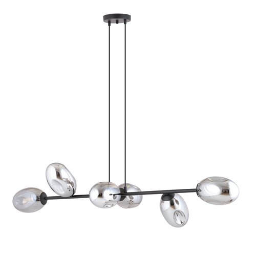 Lampa wisząca PANDORA 6 BL GRAFIT design szkło czarny/grafit