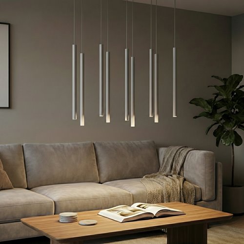 Lampa wisząca SELTER 9 GRAY glamour, sople, szara