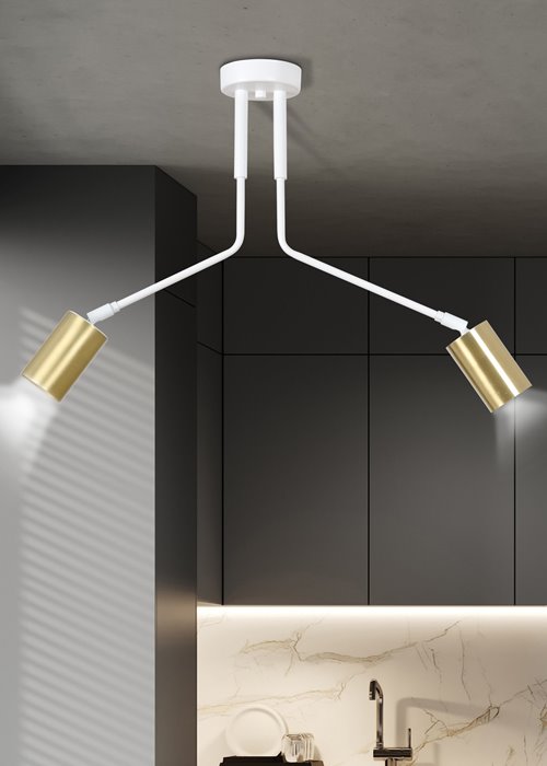 Lampa sufitowa VERNO 2 WHITE nowoczesna, metal, biało/złota