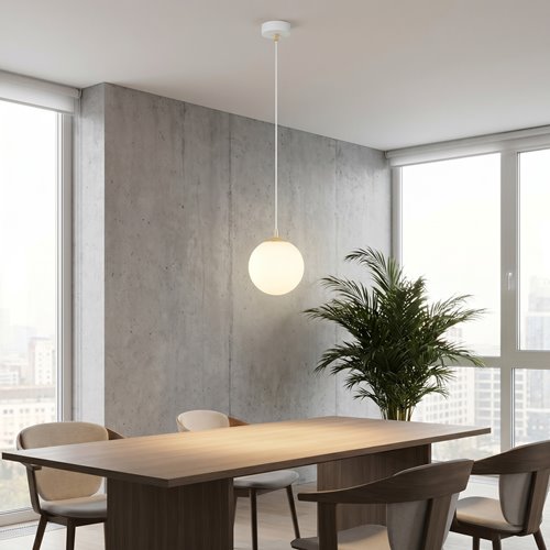Lampa wisząca ROYAL 1 WH glamour klosz kula złota/biała