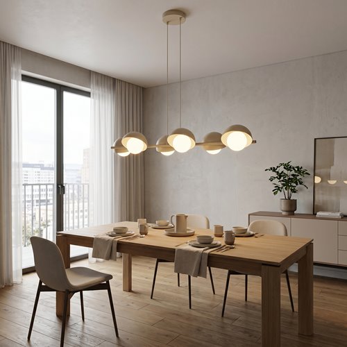 Lampa wisząca BOOM 6 MOKKA nowoczesna, beżowa, metal