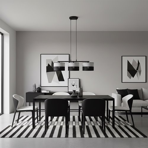Lampa wisząca KARBON 3 BL GRAY klasyczna, abażur, szara