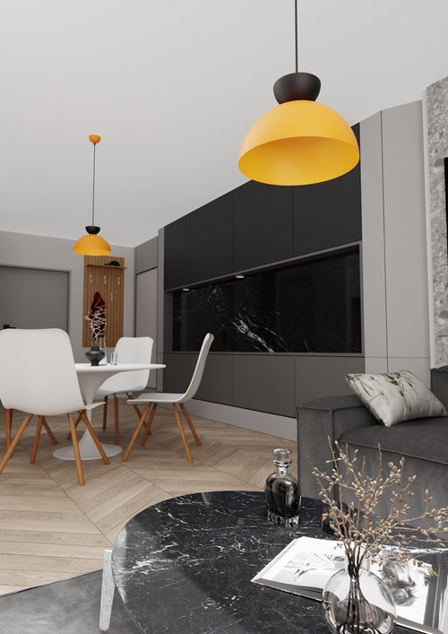 Lampa wisząca LUNARO 1S BL ORANGE loft, pomarańczowa, metal