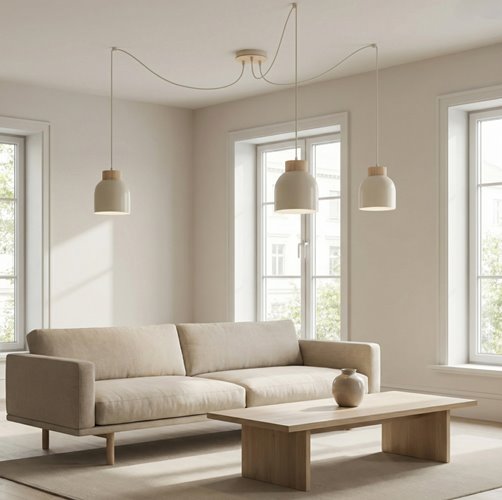 Lampa wisząca KRU 3 MOKKA nowoczesna, beżowa, metal, pająk