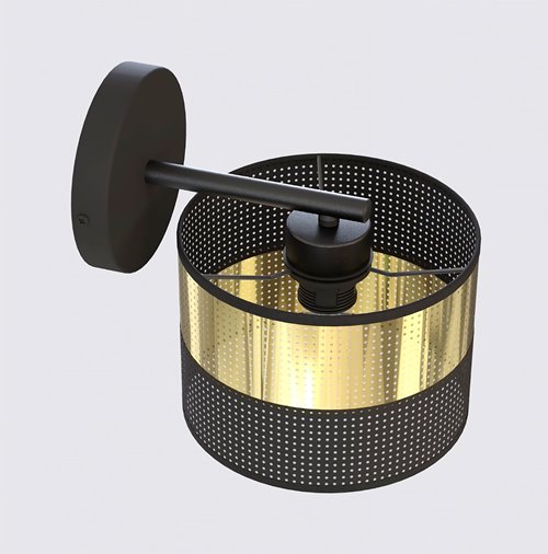 Kinkiet LUX K1 BL GOLD klasyczny, abażur, czarny, złoty