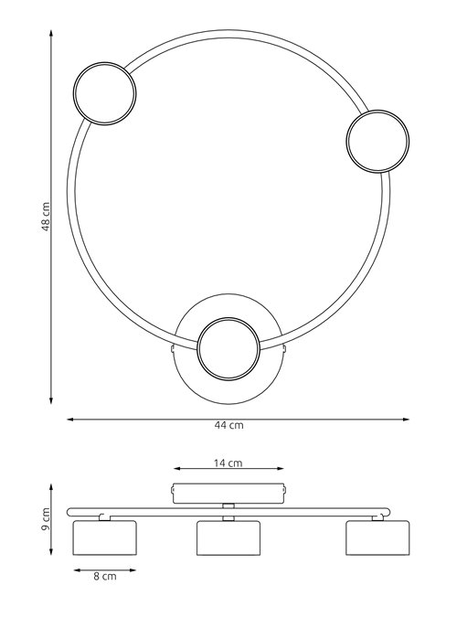 Lampa sufitowa LUCIO 3 BL BLACK plafon, czarna, metal, loft