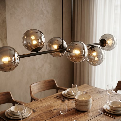 Lampa wisząca ROSSI 6 BL GRAFIT klosz grafit, czarna