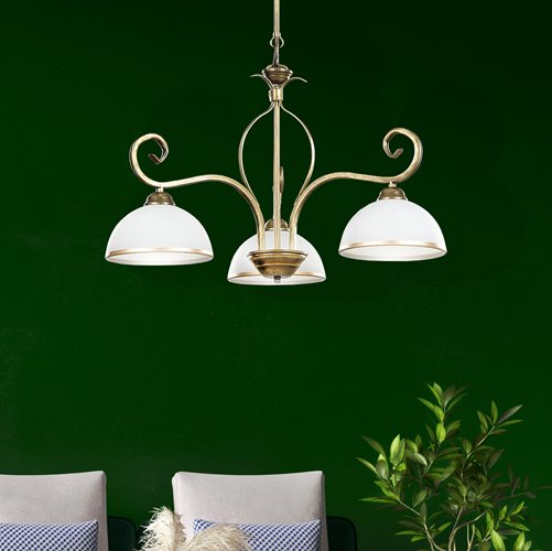 Żyrandol WIVARA 3 GOLD tradycyjny, klasyczny, klosz, złoty