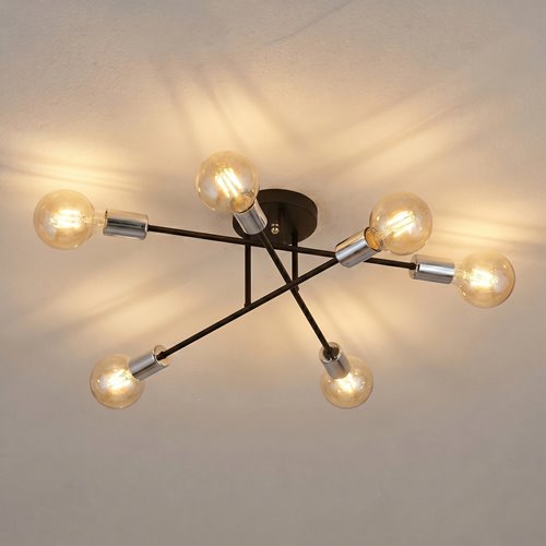 Lampa sufitowa VEKEN 6B SILVER plafon loft czarny/srebrny