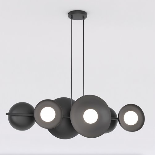 Lampa wisząca VOLUM 6 BLACK loft, czarna, metal