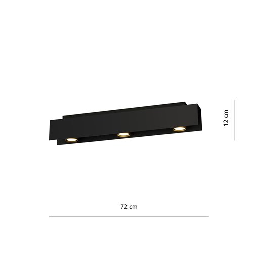 Lampa sufitowa KENNO 3 BLACK loft nowoczesna metalowa czarna