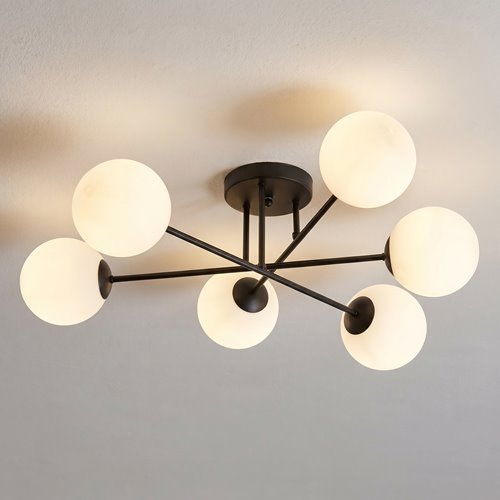 Lampa sufitowa ROMA 6 BL nowoczesna, klosz, czarno/biała