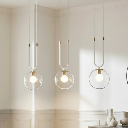 Lampa wisząca GLAM 3 WH/TRANSPARENT biała/transparent/złota