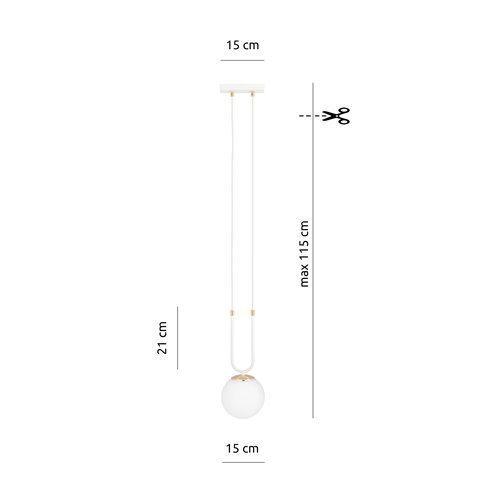 Lampa wisząca GLAM 1 WH/OPAL glamour biała/złota