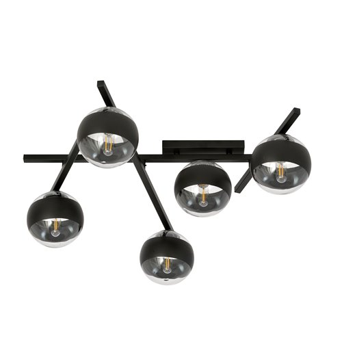 Lampa sufitowa SMART 5 BLACK/STRIPE klosze czarna