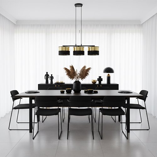 Lampa wisząca LUX 3 BL GOLD abażur, czarny, złoty