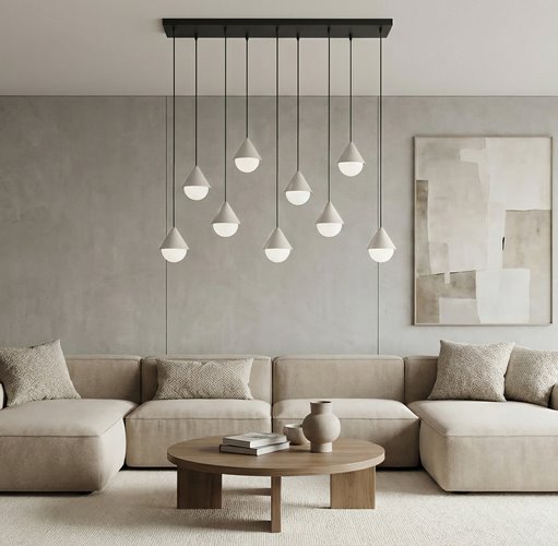 Lampa wisząca GIRO 9 BL WHITE nowoczesna, czarna biała metal