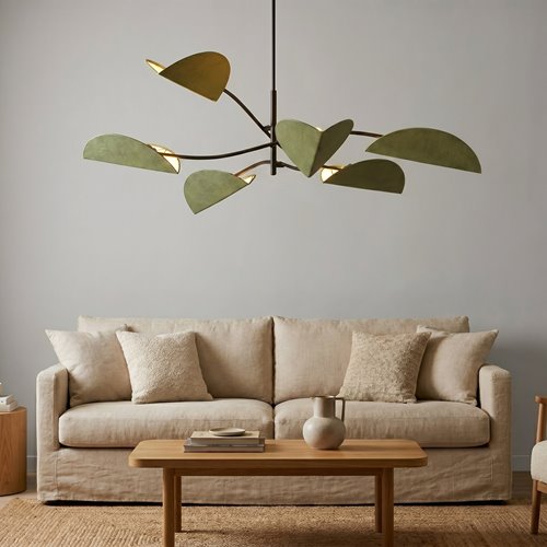 Lampa sufitowa LOTUS 6 BL GREEN abażury, czarna, zielona