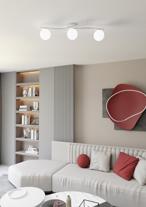 Lampa sufitowa OPUS 3 WH OPAL, plafon, klosz, biały