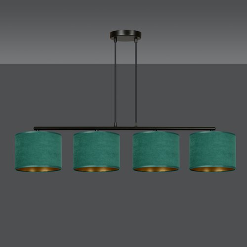 Lampa wisząca HILDE 4 BL GREEN abażur welur zielony