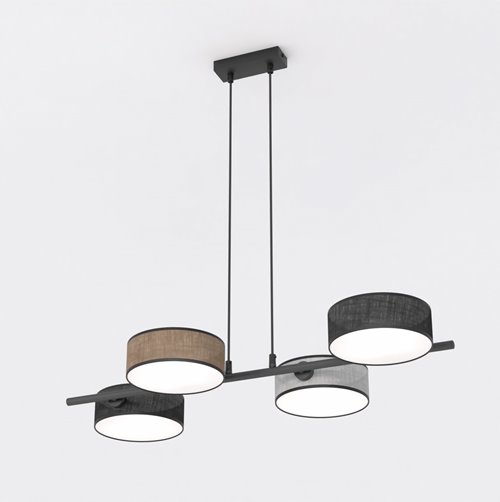 Lampa wisząca DRUMZ 4 MIX1 nowoczesna, czarna, abażury