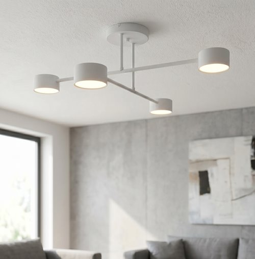 Lampa sufitowa HALO 4 WHITE minimalistyczna, biały, metal