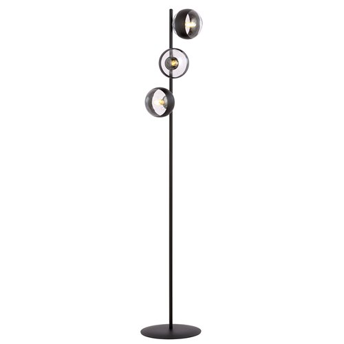 Lampa podłogowa ROSSI LP3 STRIPE szklany klosz, czarna