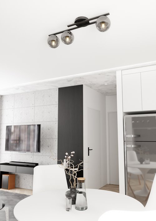 Lampa sufitowa KAIRO 3 BL GRAFIT plafon, klosz, czarna