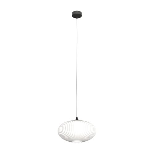 Lampa wisząca COCO 1 BL OPAL, duży klosz, biała, czarna