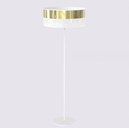 Lampa podłogowa LUX LP1 WH GOLD klasyczna, złota, abażur