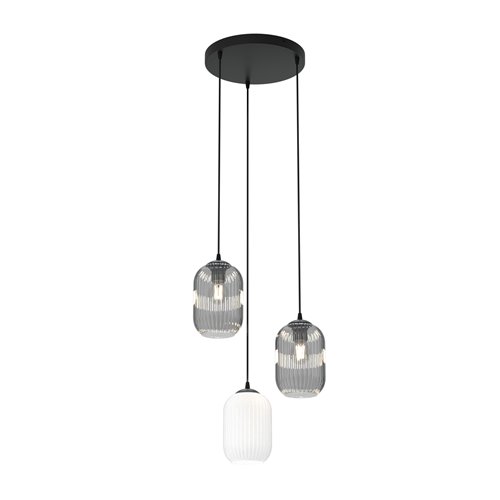 Lampa wisząca VERDI 3 BL PREM MIX klosz, grafit biały czarna