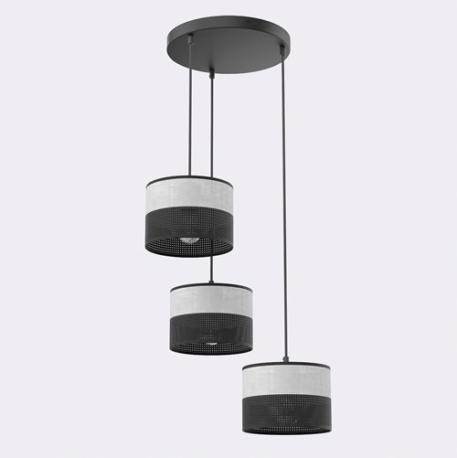 Lampa wisząca KARBON 3 BL GRAY PREMIUM abażur, szara