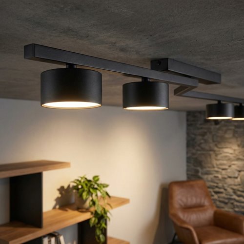Lampa sufitowa SKAN 4 BLACK plafon, czarna, metal