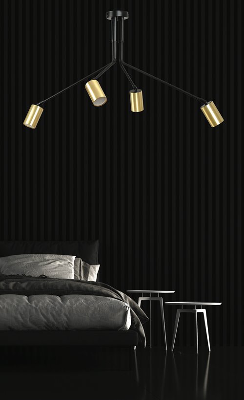 Lampa sufitowa VERNO 4 BLACK nowoczesna, metal, czarno/złota