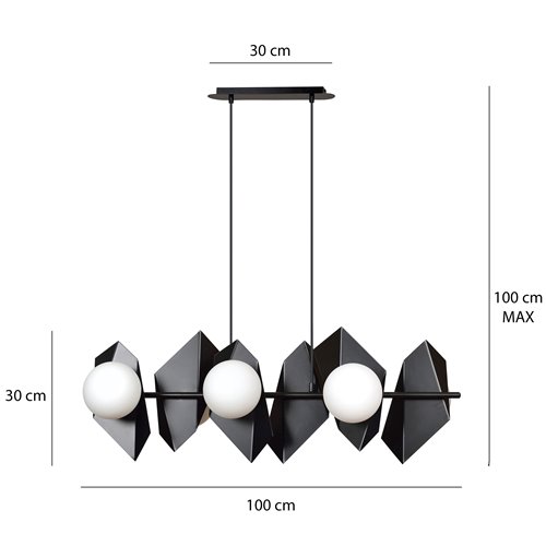 Lampa wisząca DRIFTON 6 BLACK nowoczesna klosz biało/czarna