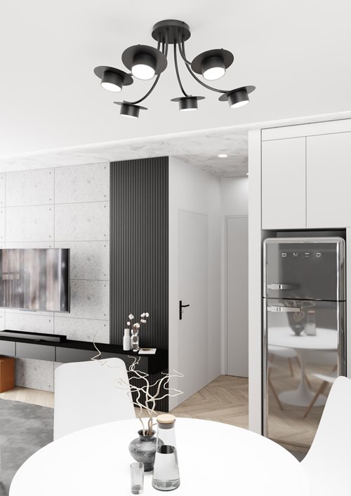 Lampa sufitowa ENSO 6 BL BLACK plafon, czarna, metal, loft