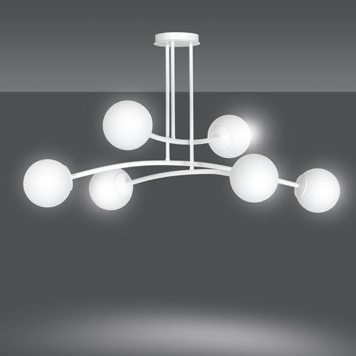 Lampa sufitowa HALLDOR 6 WHITE klasyczna klosz biała