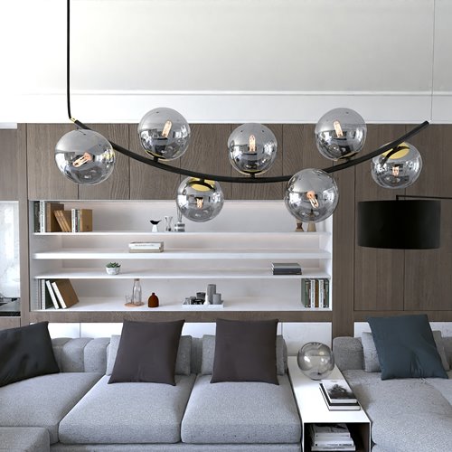 Lampa wisząca RITZ 7 BL GRAFIT nowoczesna, regulowana, szkło
