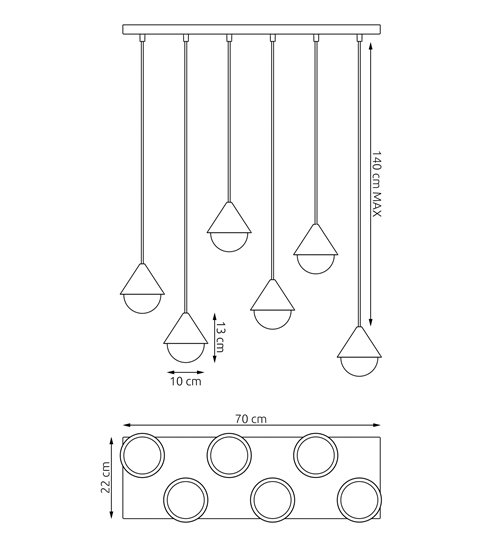 Lampa wisząca GIRO 6 BLACK nowoczesna, czarna, metal
