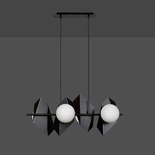 Lampa wisząca DRIFTON 4 BLACK nowoczesna klosz czarno/biała