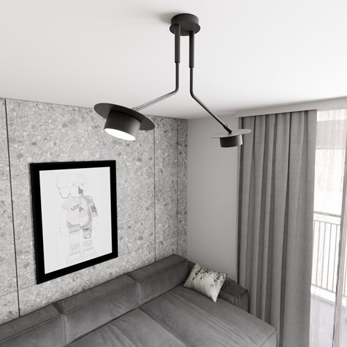 Lampa sufitowa MIZU 2 BL BLACK plafon, czarna, metal, loft