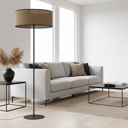 Lampa podłogowa ECO LP1 BROWN klasyczna, brązowa, abażur