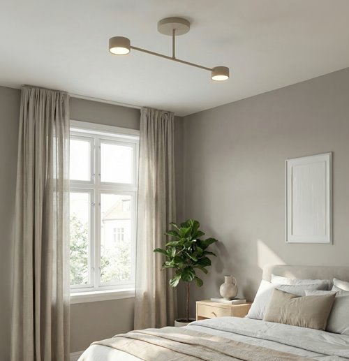 Lampa sufitowa HALO 2 MOKKA minimalistyczna, beżowa, metal