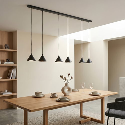 Lampa wisząca ELIT 6 BLACK minimalistyczna, czarna