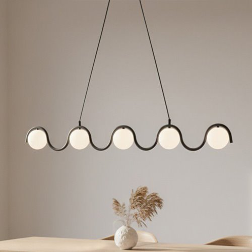 Lampa wisząca SINUS 5 BL OPAL nowoczesna, czarna, metal