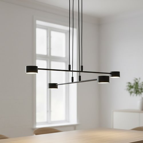 Lampa wisząca MODUS 4 BLACK czarna, minimalistyczna, metal