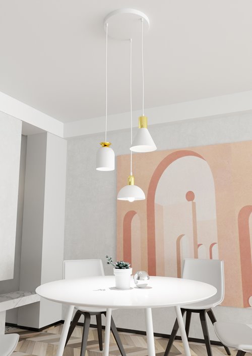 Lampa wisząca FOX 3 PREM WH loft, biały, złoty
