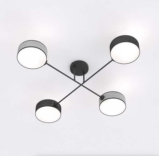 Lampa sufitowa MAGA 4 MIX2 plafon, szara, abażur
